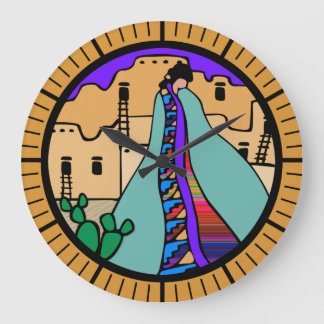 Pueblo Native American Southwest Design Große Wanduhr