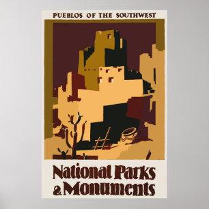 Pueblos des Südwestjahrstalts Reiseplakats Poster