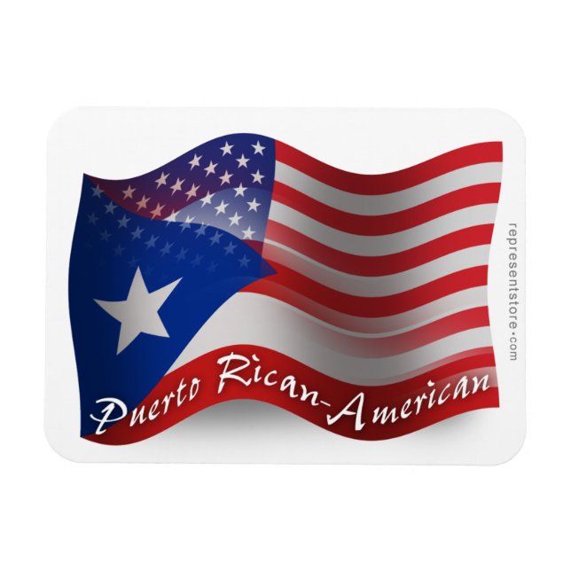 Puerto-Amerikanisch-amerikanische Wave-Fahne Magnet (Horizontal)