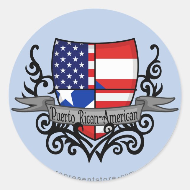 Puerto-Amerikanisch-Schildflagge Runder Aufkleber (Vorderseite)