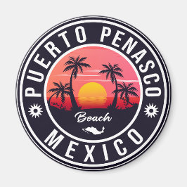 Puerto Peñasco Mexico Beach Marine Retro Sunset Magnet