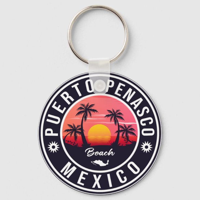 Puerto Peñasco Mexico Beach Marine Retro Sunset Schlüsselanhänger (Vorderseite)
