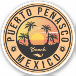 Puerto Peñasco Mexico Beach Retro Sunset 80er Aufkleber