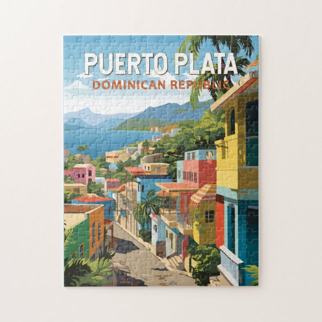 Puerto Plata Dominican Republic Travel Art Vintage (Vertikal)