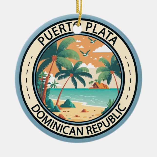 Puerto Plata Dominikanische Republik Hut Abzeichen Keramik Ornament (Vorne)