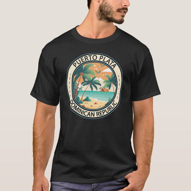 Puerto Plata Dominikanische Republik Hut Abzeichen T-Shirt (Vorderseite)