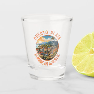 Puerto Plata Dominikanische Republik Sunset Retro Schnapsglas