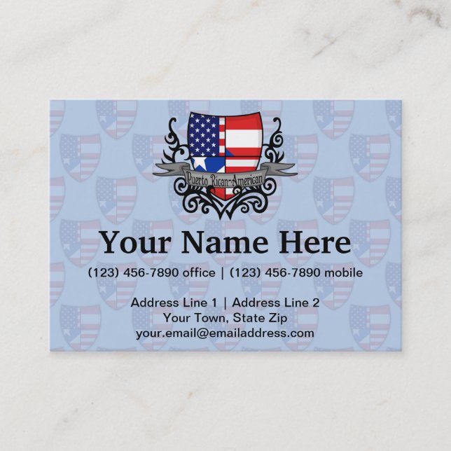 Puerto Rican-Amerikanische Schild-Flagge Visitenkarte (Vorderseite)