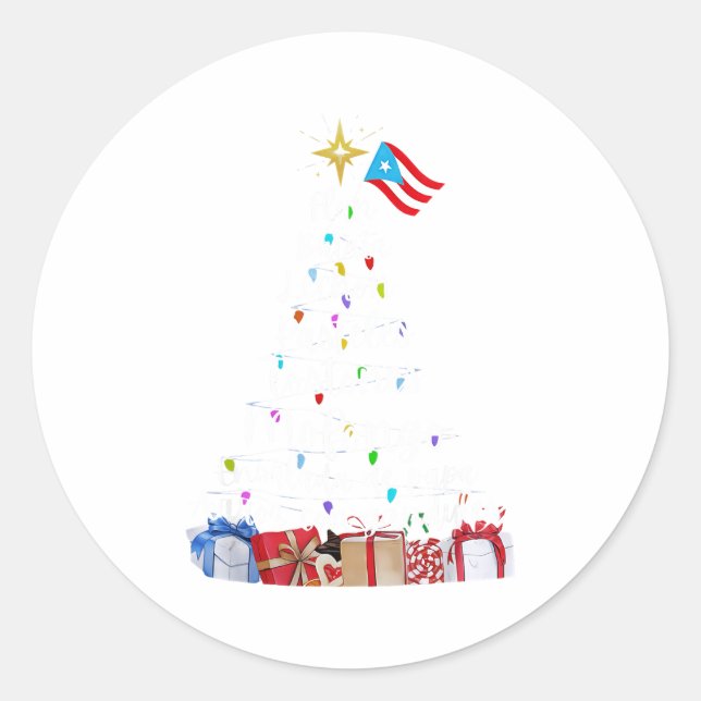 Puerto Rican Christmas Tree Lights Food Traditions Runder Aufkleber (Vorderseite)