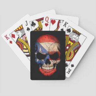 Puerto Rican Flag Skull on Black Spielkarten