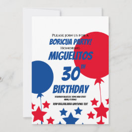 Puerto Rican Hispanic Latin Birthday Party Ballon Einladung