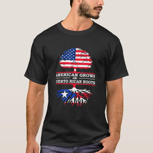 Puerto Rican Roots American Ground Flag T-Shirt (Vorderseite)