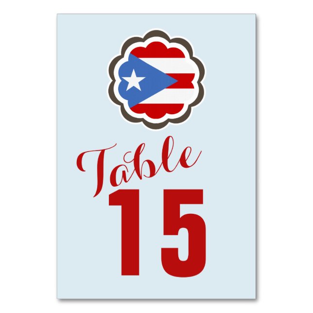 Puerto-ricanische Flaggenblume Tischnummer (Vorderseite)