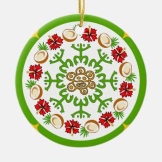 Puerto-ricanischer Kokosnuss-Flamboyan-Schmuck Keramik Ornament