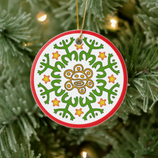 Puerto-ricanischer Taino Coqui Sonnen-Schmuck Keramik Ornament