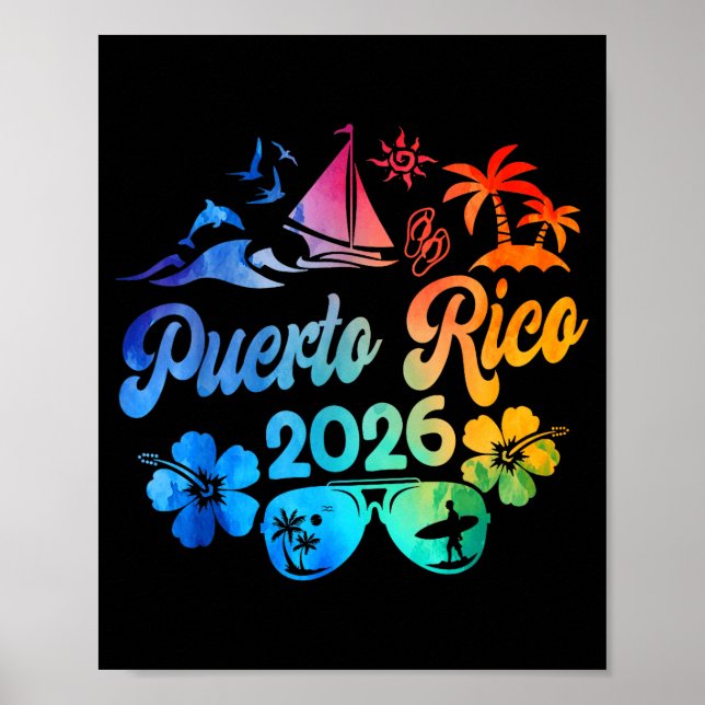 Puerto Rico 2026 Vacation Beach Tie Dye Trip Summe Poster (Vorne)