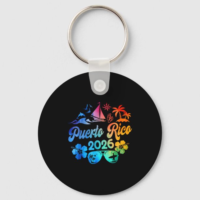 Puerto Rico 2026 Vacation Beach Tie Dye Trip Summe Schlüsselanhänger (Vorderseite)