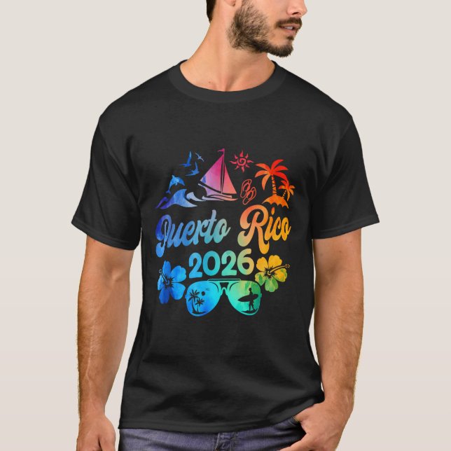 Puerto Rico 2026 Vacation Beach Tie Dye Trip Summe T-Shirt (Vorderseite)