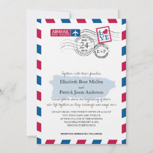Puerto Rico Airmail Einladung zur Hochzeit