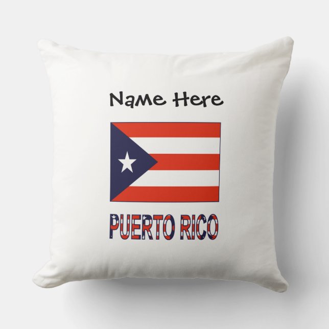 Puerto Rico and Puerto Rican Flag with Your Name Kissen (Vorderseite)