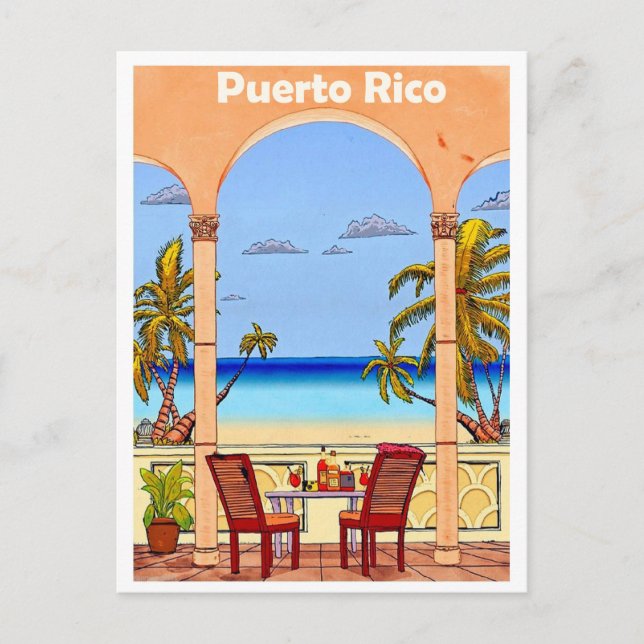 Puerto Rico, Aussicht von der Hotelterrasse Postkarte (Vorderseite)