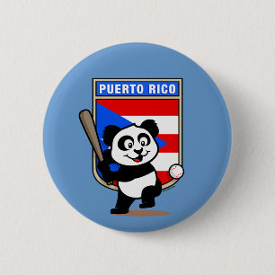 Puerto Rico Baseball Panda Button