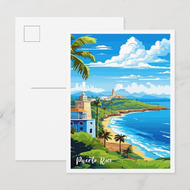 Puerto Rico Beach Art Collection Postkarte (Vorne/Hinten)