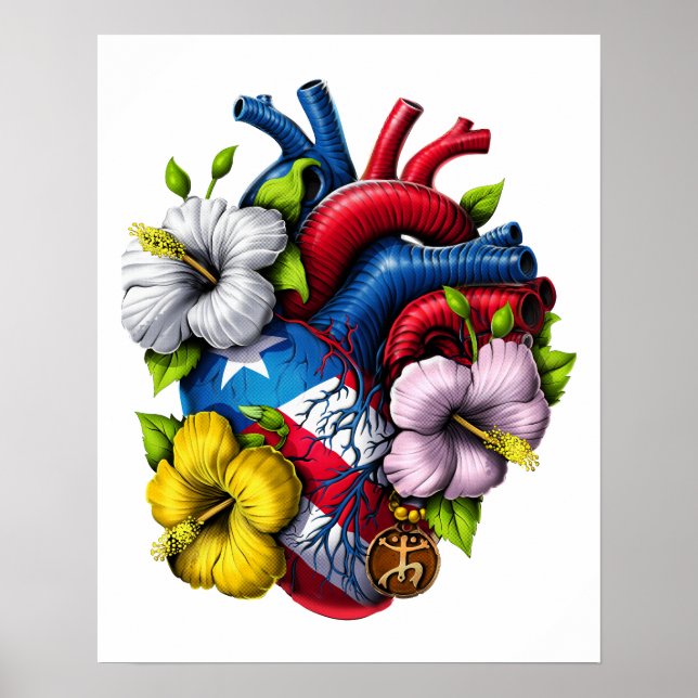 Puerto Rico Boricua Heart Poster (Vorne)