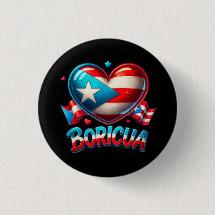 Puerto Rico Boricua Liebe Herzenflagge Button