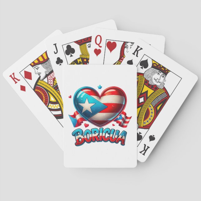 Puerto Rico Boricua Liebe Herzenflagge Spielkarten (Rückseite)