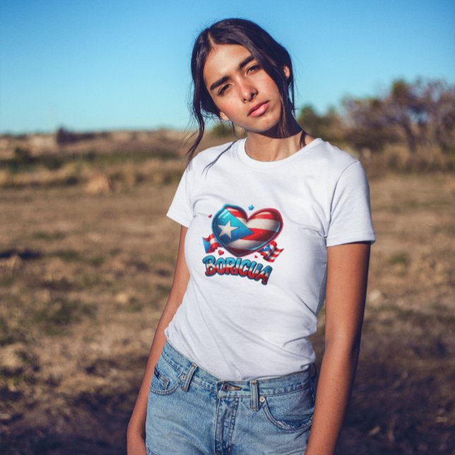 Puerto Rico Boricua Liebe Herzenflagge T-Shirt (Cute Puerto Rico Boricua Love Heart Flag T-Shirt)