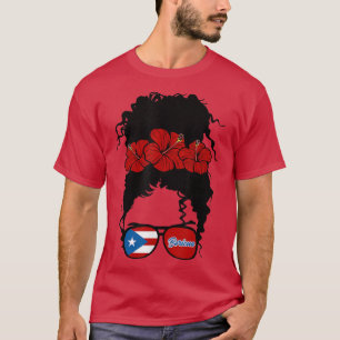 Puerto Rico Boricua Mädchen Blumen Unordentliche H T-Shirt