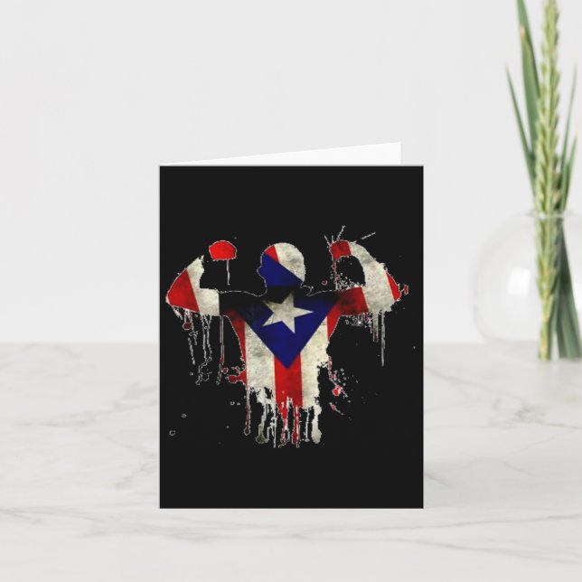 Puerto Rico Boxing Gloves Boxeo Shirt Ropa Uni Karte (Vorderseite)