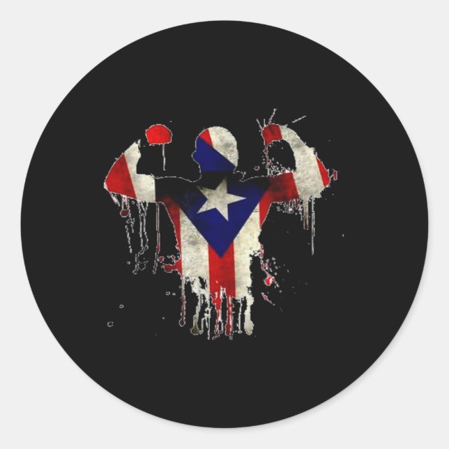 Puerto Rico Boxing Gloves Boxeo Shirt Ropa Uni Runder Aufkleber (Vorderseite)