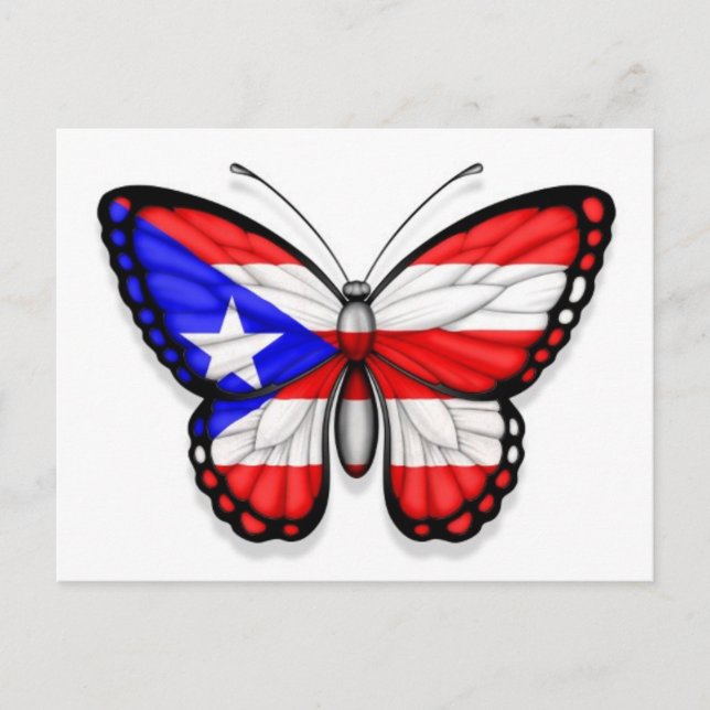 Puerto Rico Butterfly Flag Postkarte (Vorderseite)