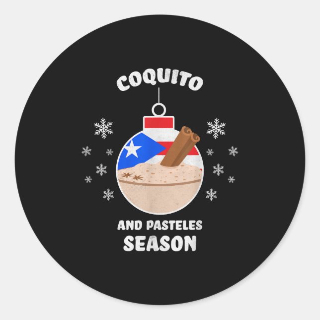 Puerto Rico Christmas Coquito And Pasteles Season  Runder Aufkleber (Vorderseite)