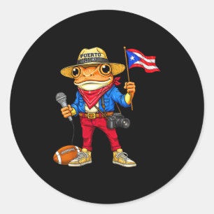 Puerto Rico Coqui Frosch Straßenmusik Fußball Runder Aufkleber
