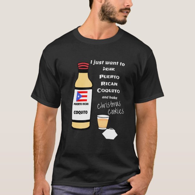 Puerto-Rico Coquito und backen Weihnachtskekse T-Shirt (Vorderseite)