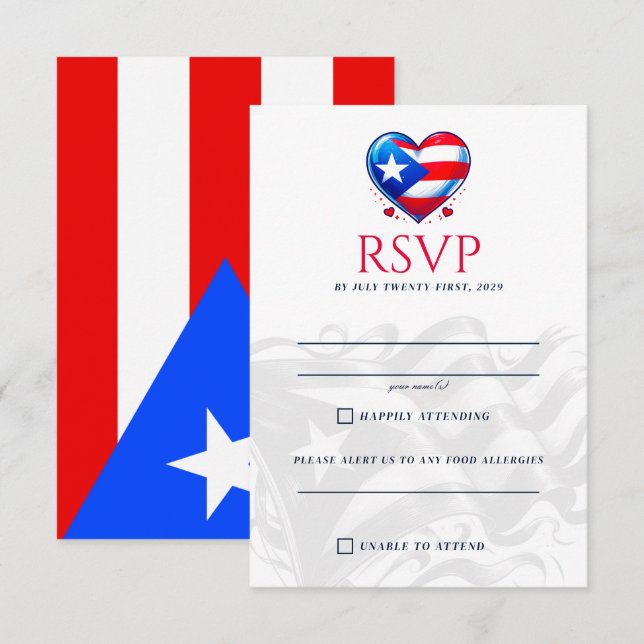 Puerto Rico Couple RSVP Karte (Vorne/Hinten)