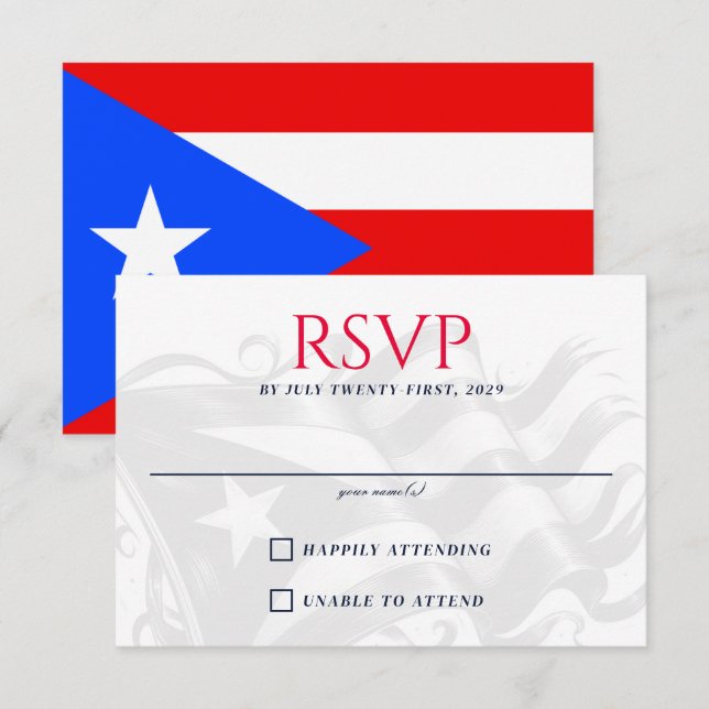 Puerto Rico Couple RSVP Karte (Vorne/Hinten)