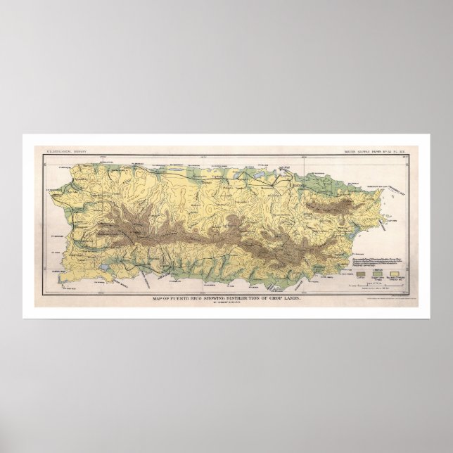 Puerto Rico Crop Karte 1899 Poster (Vorne)