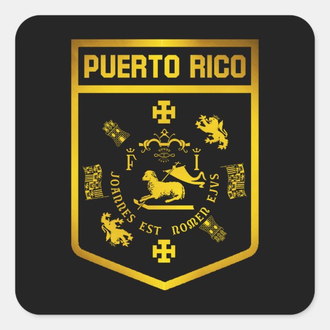 Puerto Rico Emblem Quadratischer Aufkleber (Vorderseite)