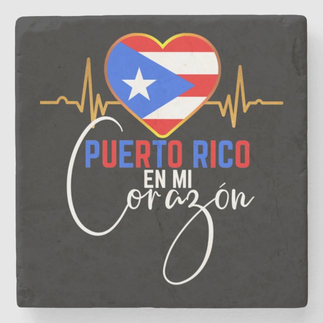 Puerto Rico en mi Corazon Puerto Rican Pride   Steinuntersetzer (Vorderseite)