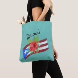 Puerto Rico Fahne mit flora de maga boricua Tasche
