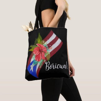 Puerto Rico Fahne mit flora de maga boricua Tasche