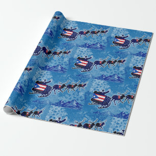 Puerto Rico Fahne Santa Sleigh Weihnachtsblatt Geschenkpapier