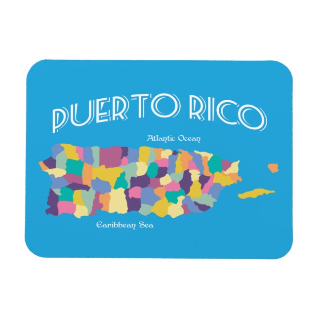 Puerto Rico Farbenfrohe Karte Magnet (Horizontal)