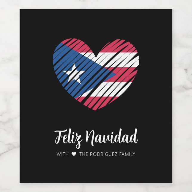 Puerto Rico Flag Coquito Weinetikett (Einzelnes Label)