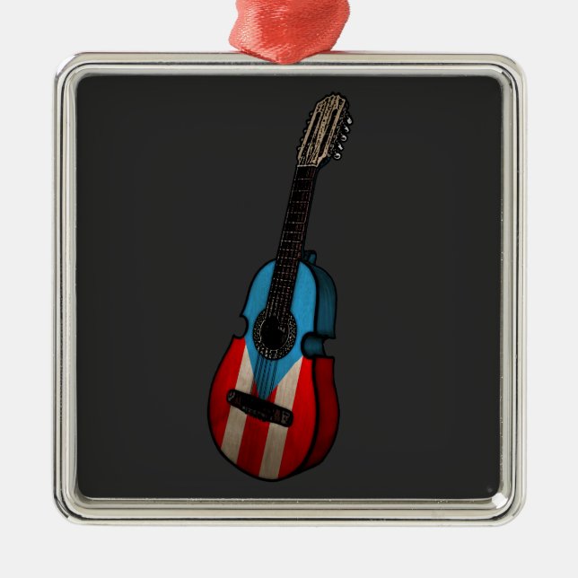 Puerto Rico Flag Cuatro Ornament Aus Metall (Vorne)