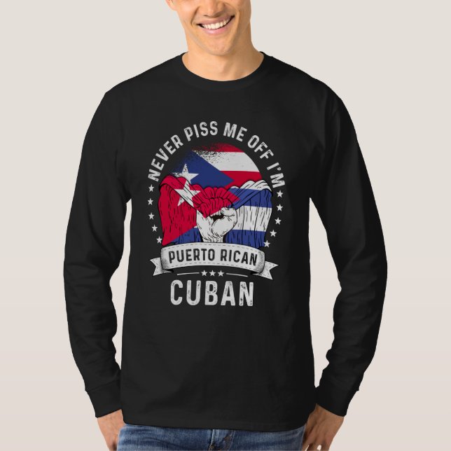 Puerto Rico Flag Cuba Grown Humor Pride T-Shirt (Vorderseite)